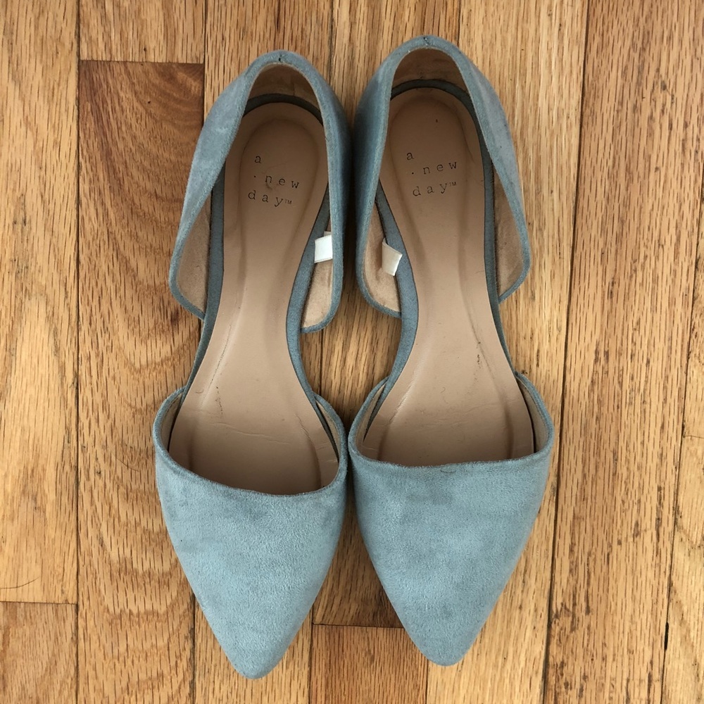 Light blue suede flats